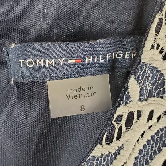 TOMMY HILFIGER dress lace tent sleeveless blue Sz 8 - Picture 6 of 6